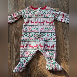 0-3 Month Christmas Holiday Time Festive Red and Green Sleeper Onesie